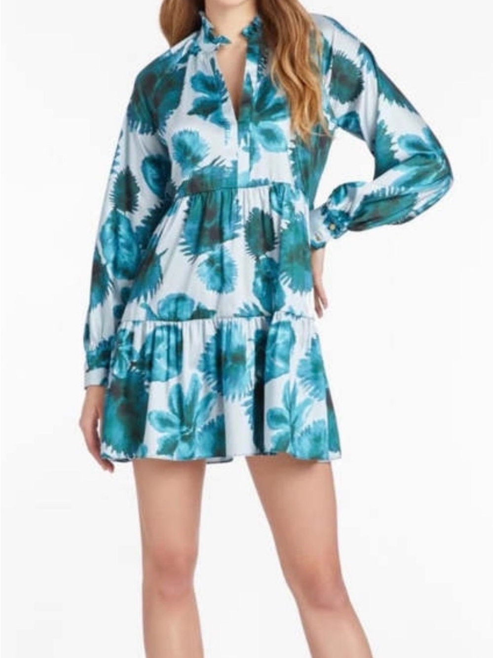 Amanda Uprichard NWT Women Saffron Mini Dress in Printed Twill Palm Print Sz XS